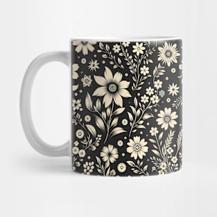 Black and Beige Floral Mug